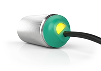 Nowoczesne wzornictwo: zielona osłona z dobrze widoczną diodą LED